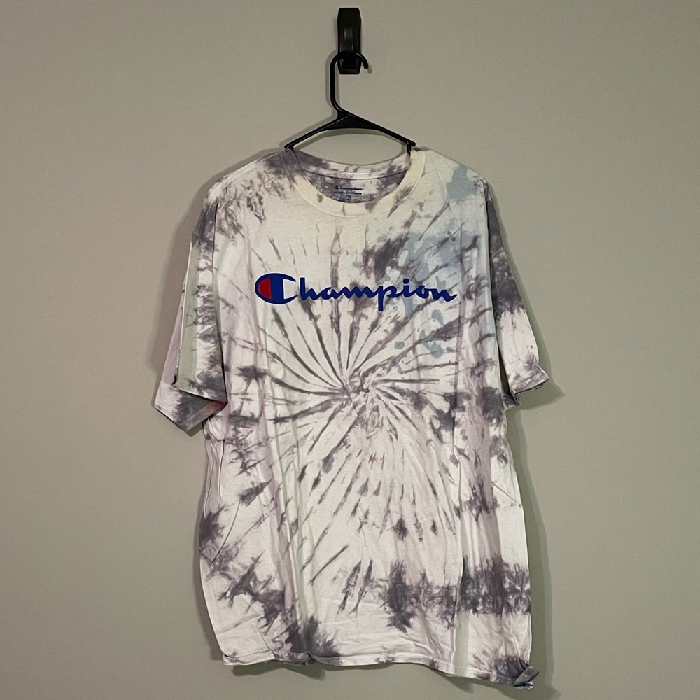 Champion hand-dyed white & grey logo t-shirt, men’s 2XL